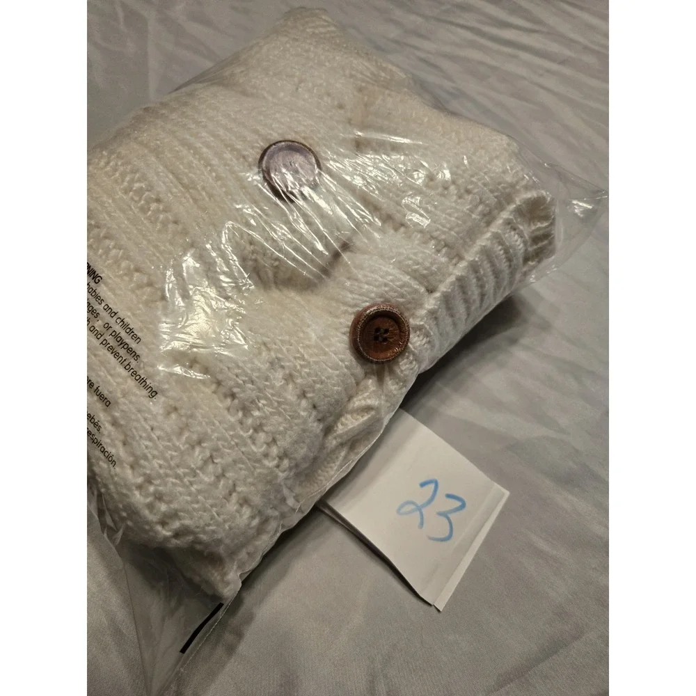 Vtg Fantastic Brand Off White‎ Cream Button Knit Cardigan Womens Medium